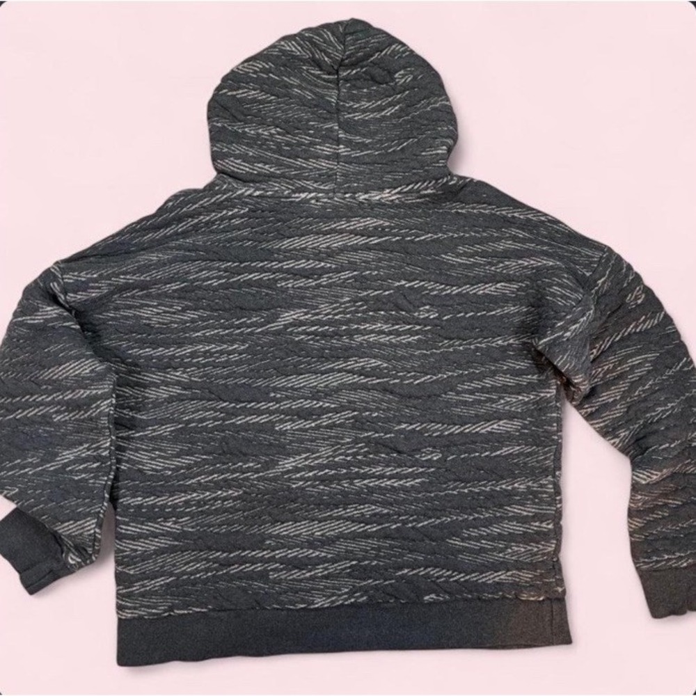 prAna Grey Quilted Wave Organic Cotton Pullover Hoodie Sweatshirt Womens‎ Large - Picture 2 of 7